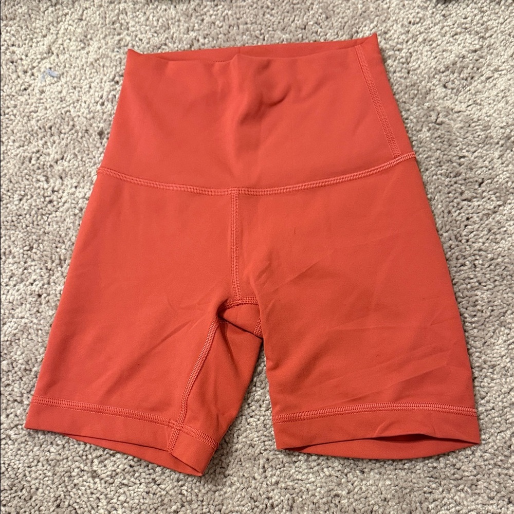 lululemon athletica High-Rise Bike Shorts in Bright Orange